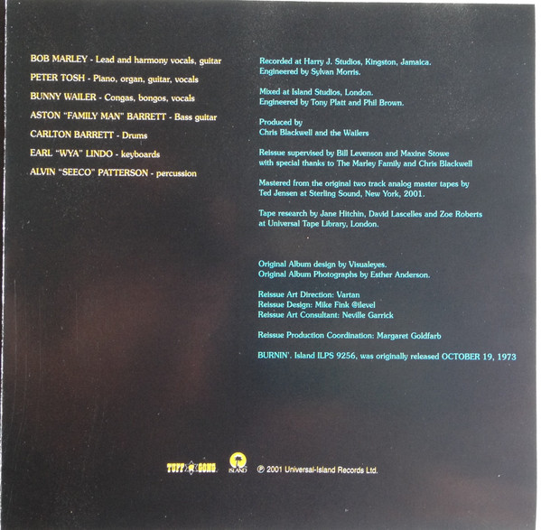 Bob Marley & The Wailers - Burnin' | Tuff Gong (GAI 05 03) - 4