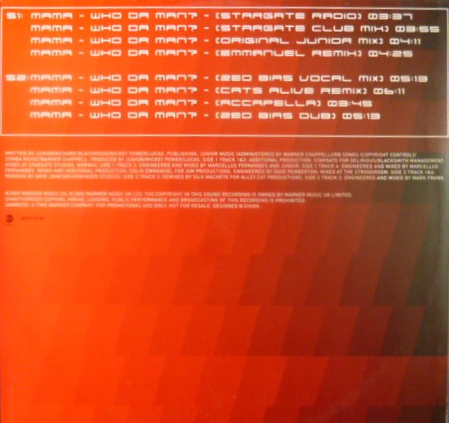 Richard Blackwood - Mama - Who Da Man? | EastWest (SAM 00305)