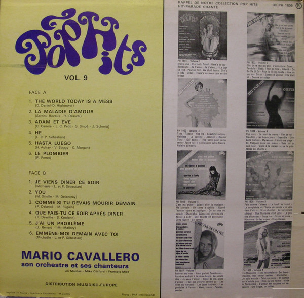 Mario Cavallero Et Son Orchestre - Hit Parade Chante - Pop Hits - Vol. 9 | Pop Hits (PH 1809) - 2
