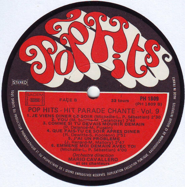 Mario Cavallero Et Son Orchestre - Hit Parade Chante - Pop Hits - Vol. 9 | Pop Hits (PH 1809) - 4