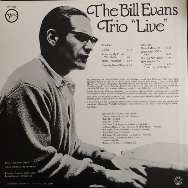 The Bill Evans Trio - "Live" | Verve Records (MV 2025) - 3