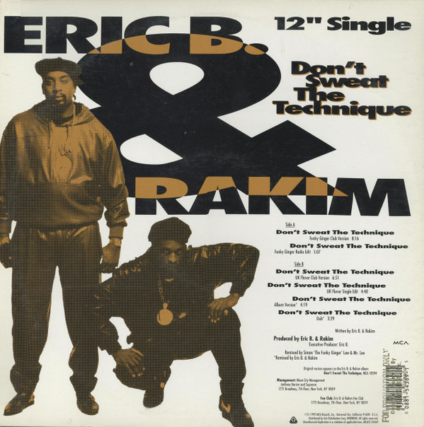 Eric B. & Rakim - Don't Sweat The Technique | MCA Records (MCA12 54369) - 2