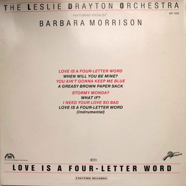 The Leslie Drayton Orchestra - Love Is A Four-Letter Word | Esoteric Records (ER 1003) - 2