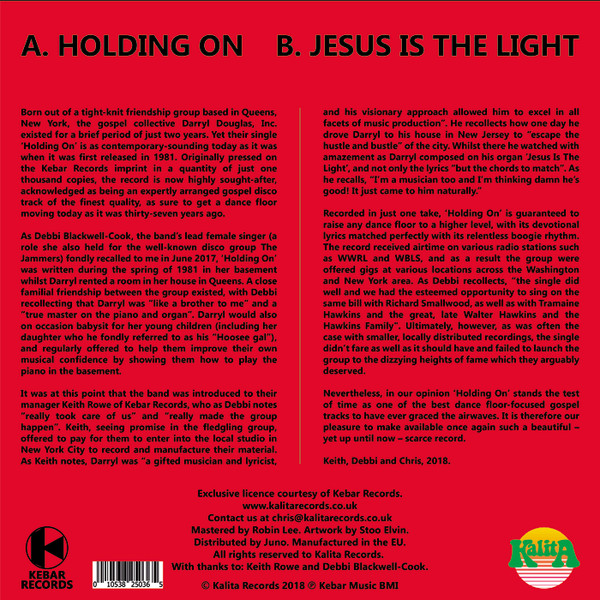 Darryl Douglas - Holding On / Jesus Is The Light | Kalita Records (KALITA12003) - 2