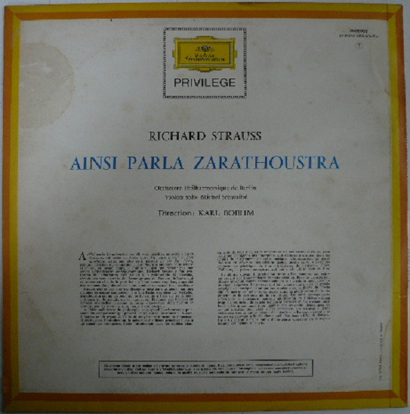 Richard Strauss - Berliner Philharmoniker , Karl Böhm - Ainsi Parla Zarathoustra | Deutsche Grammophon (2538 033) - 4