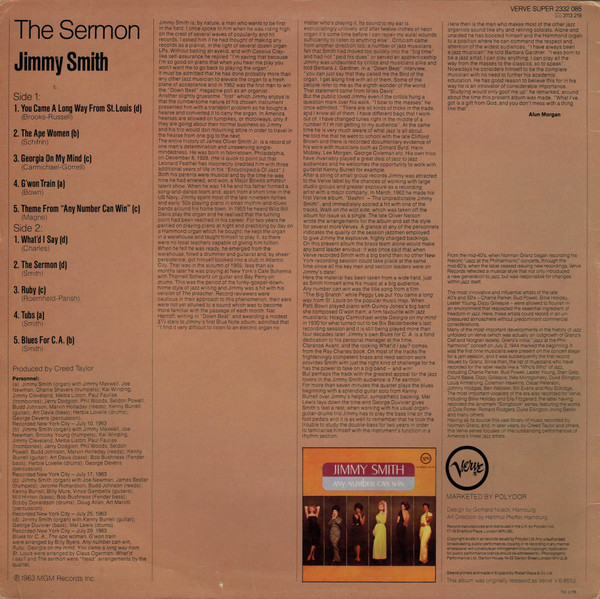 Jimmy Smith - The Sermon | Verve Records (2332 085) - 2