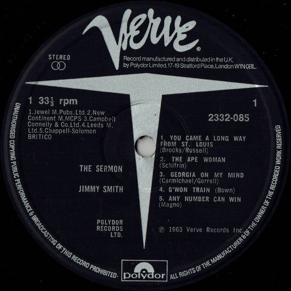 Jimmy Smith - The Sermon | Verve Records (2332 085) - 3