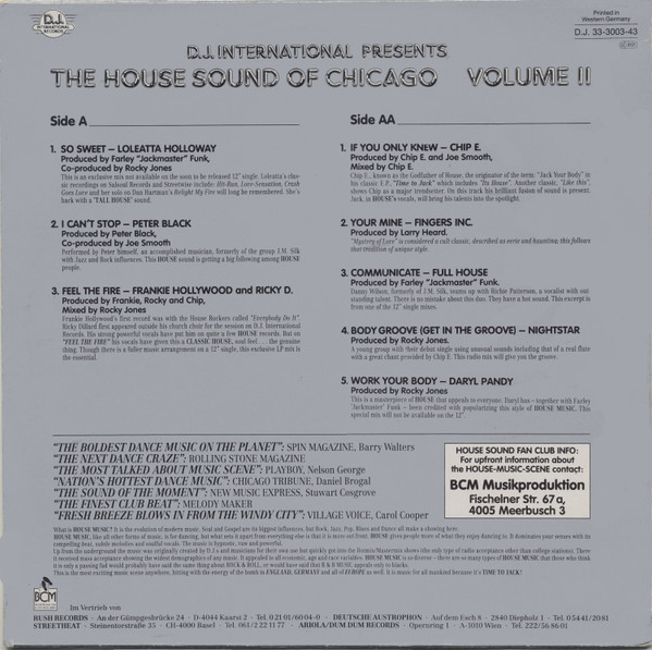 Various - The House Sound Of Chicago Volume 2 | D.J. International Records (D.J. 33-3003-43) - 2 Various - The House Sound Of Chicago Volume 2 | D.J. International Records (D.J. 33-3003-43) - 2