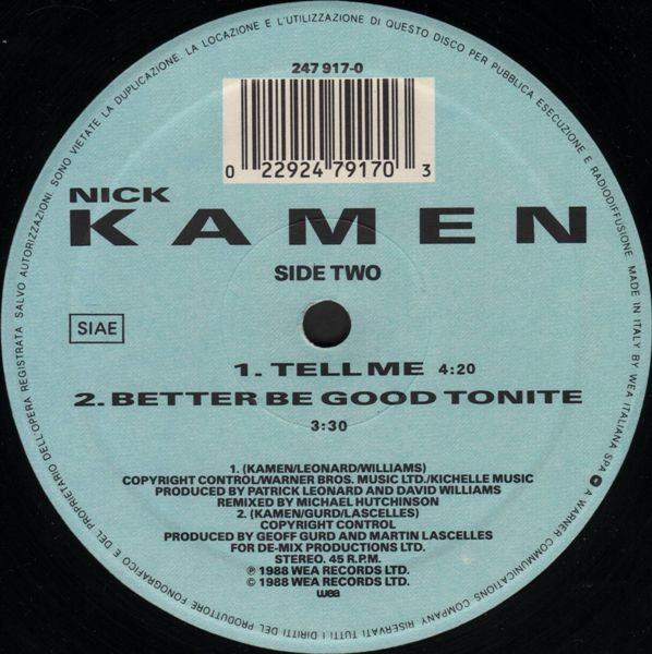 Nick Kamen - Tell Me | WEA (247 917-0) - 3