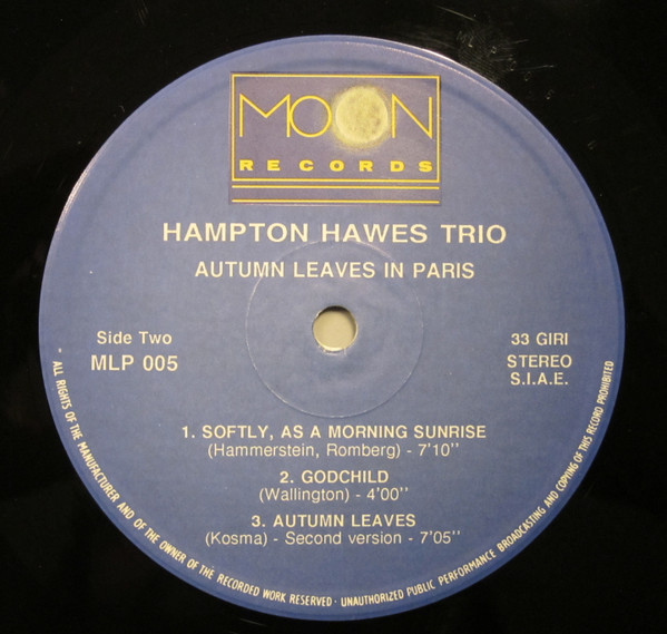 Hampton Hawes Trio - Autumn Leaves In Paris | Moon Records (MLP 005) - 4