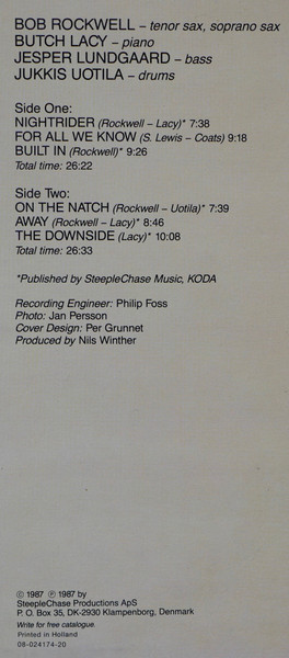 Bob Rockwell Quartet - On The Natch | SteepleChase (SCS 1229) - 3