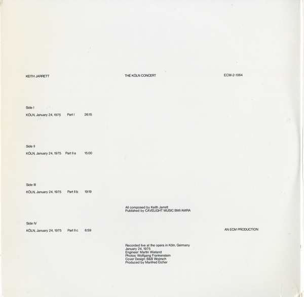 Keith Jarrett - The Köln Concert | ECM Records (ECM 2-1064) - 2