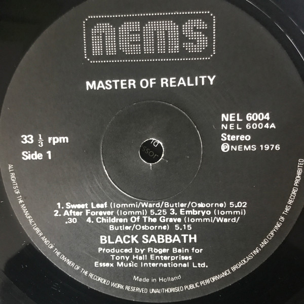 Black Sabbath - Master Of Reality | NEMS (NEL 6004) - 3 Black Sabbath - Master Of Reality | NEMS (NEL 6004) - 3