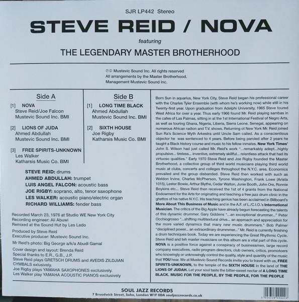 Steve Reid Featuring The Legendary Master Brotherhood - Nova | Soul Jazz Records (SJR LP442) - 2