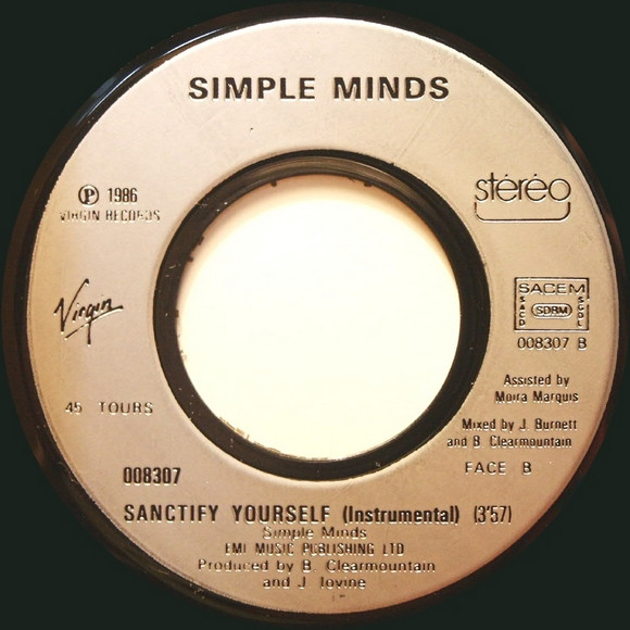 Simple Minds - Sanctify Yourself | Virgin (008 307) - 4