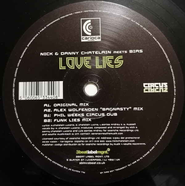 Nick & Danny Chatelain - Love Lies | Carioca Records (YOS 013) - 2