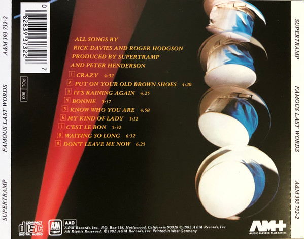 Supertramp - "...Famous Last Words..." | A&M Records (393 732-2) - 3