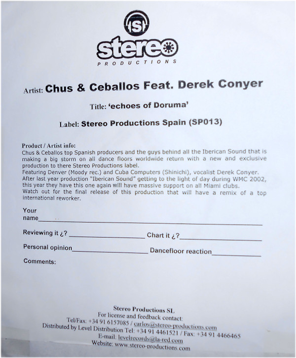 Chus & Ceballos - Echoes From Doruma | Stereo Productions (SP013)