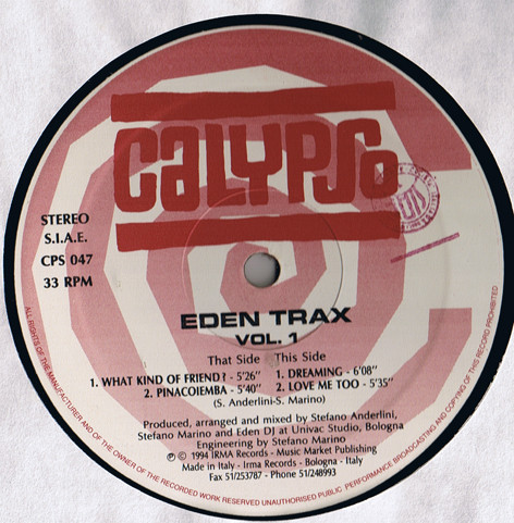 Eden Trax - Vol. 1 | Calypso Records (CPS 047)