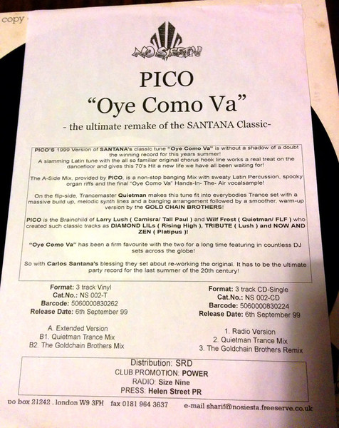 Pico - Oye Como Va | No Siesta! (NS 002 TW) - 3