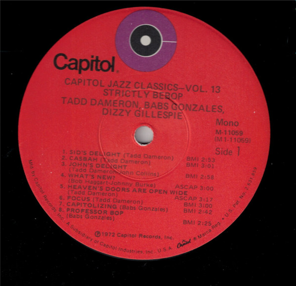 Tadd Dameron , Babs Gonzales , Dizzy Gillespie - Strictly Bebop | Capitol Records (M-11059) - 3