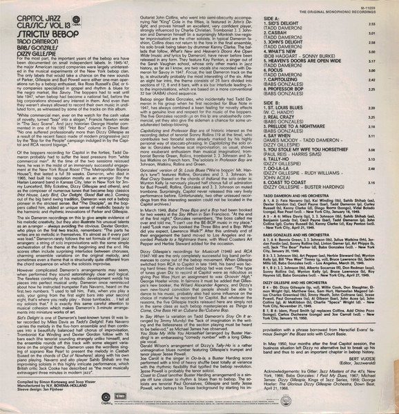 Tadd Dameron , Babs Gonzales , Dizzy Gillespie - Strictly Bebop | Capitol Records (M-11059) - 2