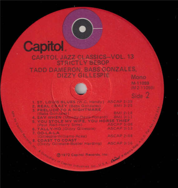 Tadd Dameron , Babs Gonzales , Dizzy Gillespie - Strictly Bebop | Capitol Records (M-11059) - 4