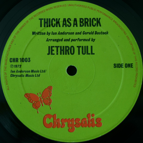 Jethro Tull - Thick As A Brick | Chrysalis (CHR 1003) - 3