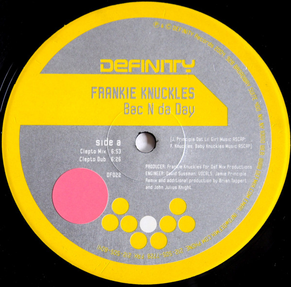 Frankie Knuckles - Bac N Da Day | Definity Records (DF022)