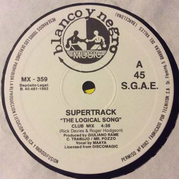 Supertrack - The Logical Song | Blanco y Negro Music (MX - 359) - 3