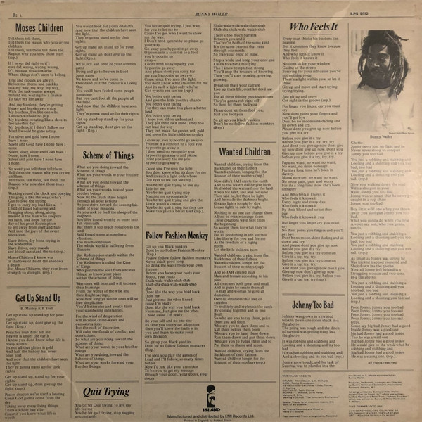 Bunny Wailer - Protest | Island Records (ILPS 9512) - 2 Bunny Wailer - Protest | Island Records (ILPS 9512) - 2