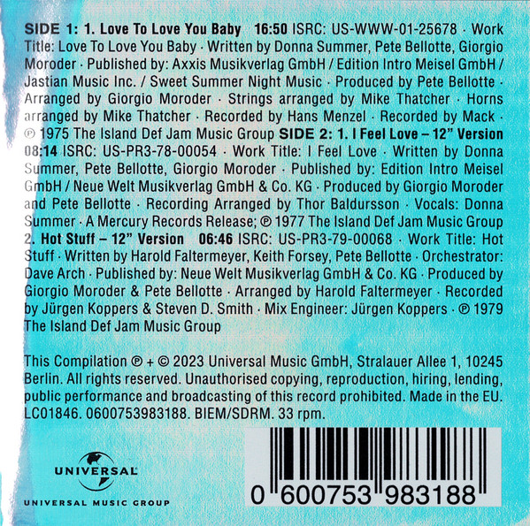 Donna Summer - Love To Love You Baby / I Feel Love / Hot Stuff | Universal Music Group (0600753983188) - 3