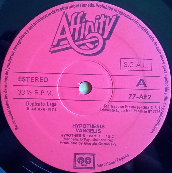 Vangelis - Hypothesis | Affinity (77-AF2) - 3
