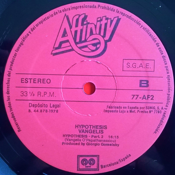 Vangelis - Hypothesis | Affinity (77-AF2) - 4