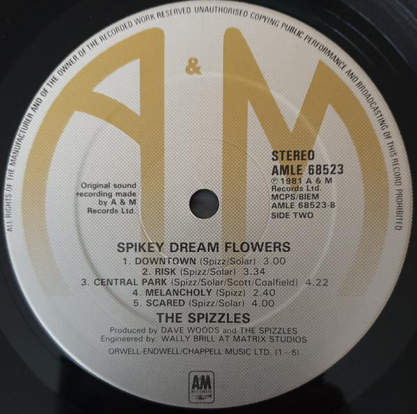 The Spizzles - Spikey Dream Flowers | A&M Records (AMLE 68523) - 4