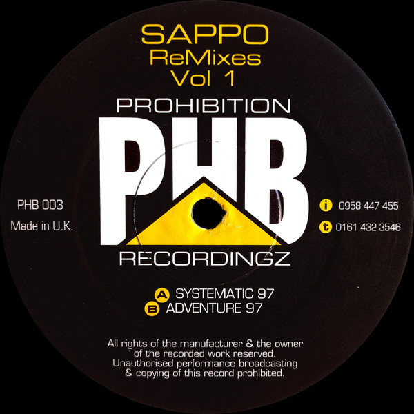 DJ Sappo - ReMixes Vol 1 | Prohibition Recordingz (PHB 003)