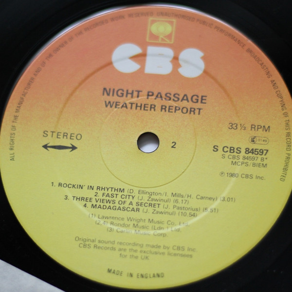 Weather Report - Night Passage | CBS (84597) - 3