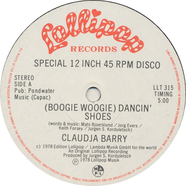 Claudja Barry - (Boogie Woogie) Dancin' Shoes / I Wanna Be Loved By You | Lollipop Records (LLT 315)
