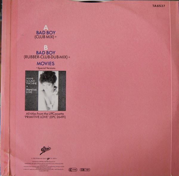Miami Sound Machine - Bad Boy (Club Mix) | Epic (TA 6537) - 2