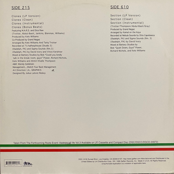 The Roots - Clones & Section | DGC (DGC12-22216) - 2 The Roots - Clones & Section | DGC (DGC12-22216) - 2
