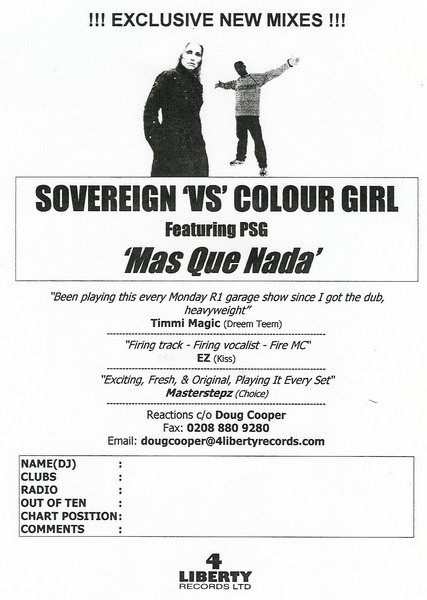 Colour Girl Featuring PSG - Mas Que Nada | 4 Liberty Records Ltd (LIBT12040R1) - 3