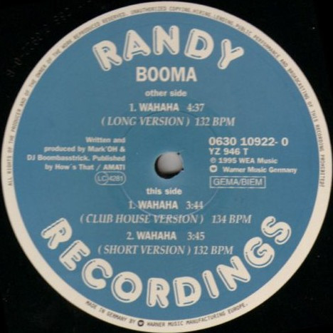 Booma - Wahaha | Randy Recordings (0630 10922- 0 D) - 2