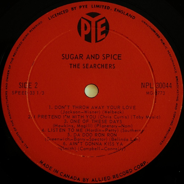 The Searchers - Sugar & Spice | Pye Records (NPL 30044) - 4