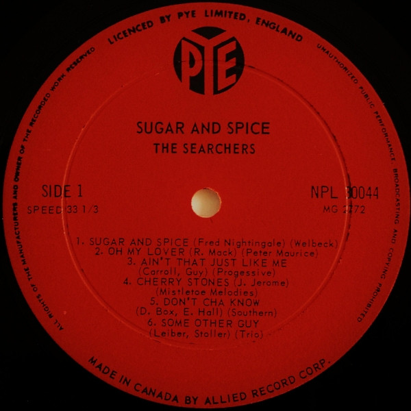 The Searchers - Sugar & Spice | Pye Records (NPL 30044) - 3