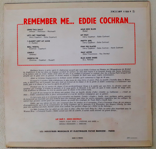Eddie Cochran - Remember Me... | Liberty (LBY 1133 F) - 2
