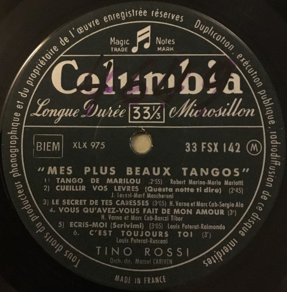 Tino Rossi - Mes Plus Beaux Tangos Volume 4 | Columbia (FSX 142) - 3