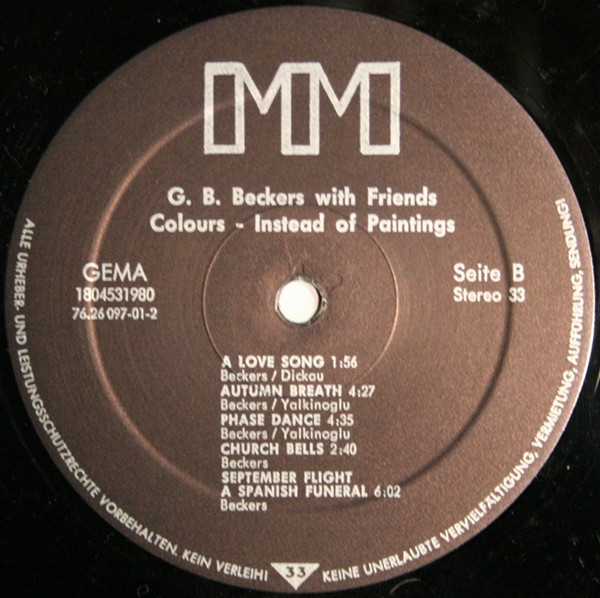 Günther Beckers With G. B. Beckers With Friends - Colours (Instead Of Paintings) | Milky-Music (G.B. 1804531980) - 4