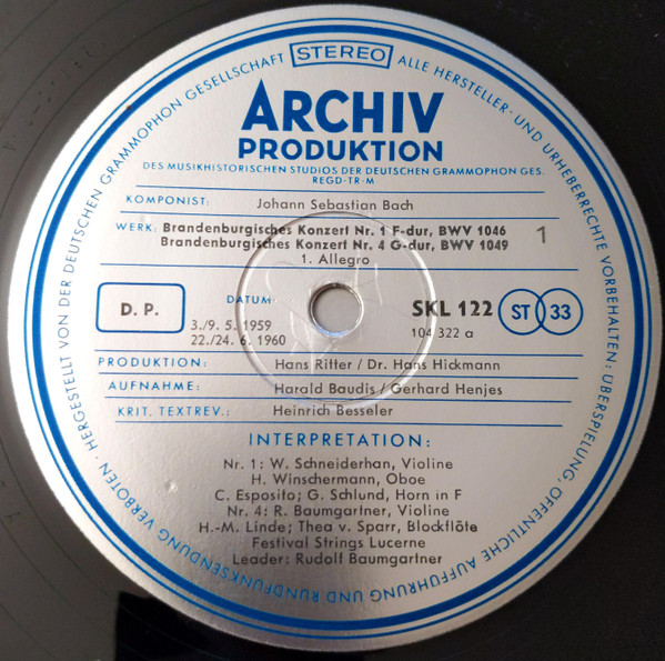 Johann Sebastian Bach - Brandenburgische Konzerte / Ouvertüren / Musikalisches Opfer | Archiv Produktion (SKL 122 / 126) - 4