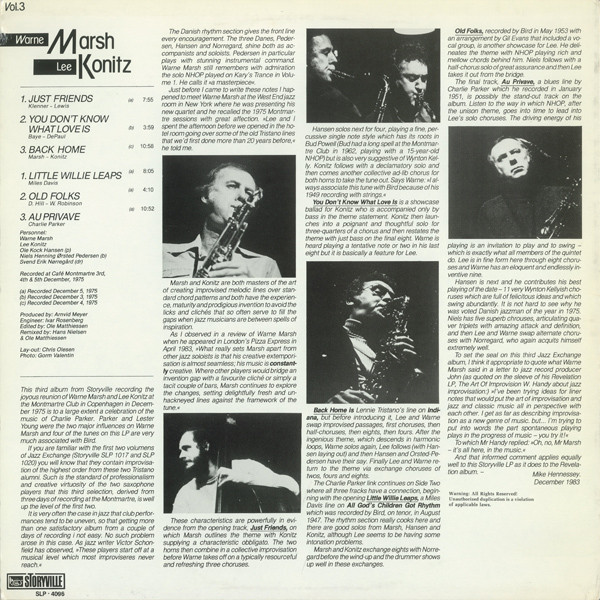 Warne Marsh , Lee Konitz - Vol. 3 | Storyville (SLP 4096) - 2