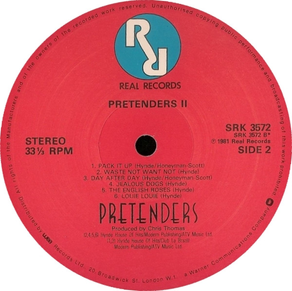 The Pretenders - Pretenders II | Real Records (SRK 3572) - 4